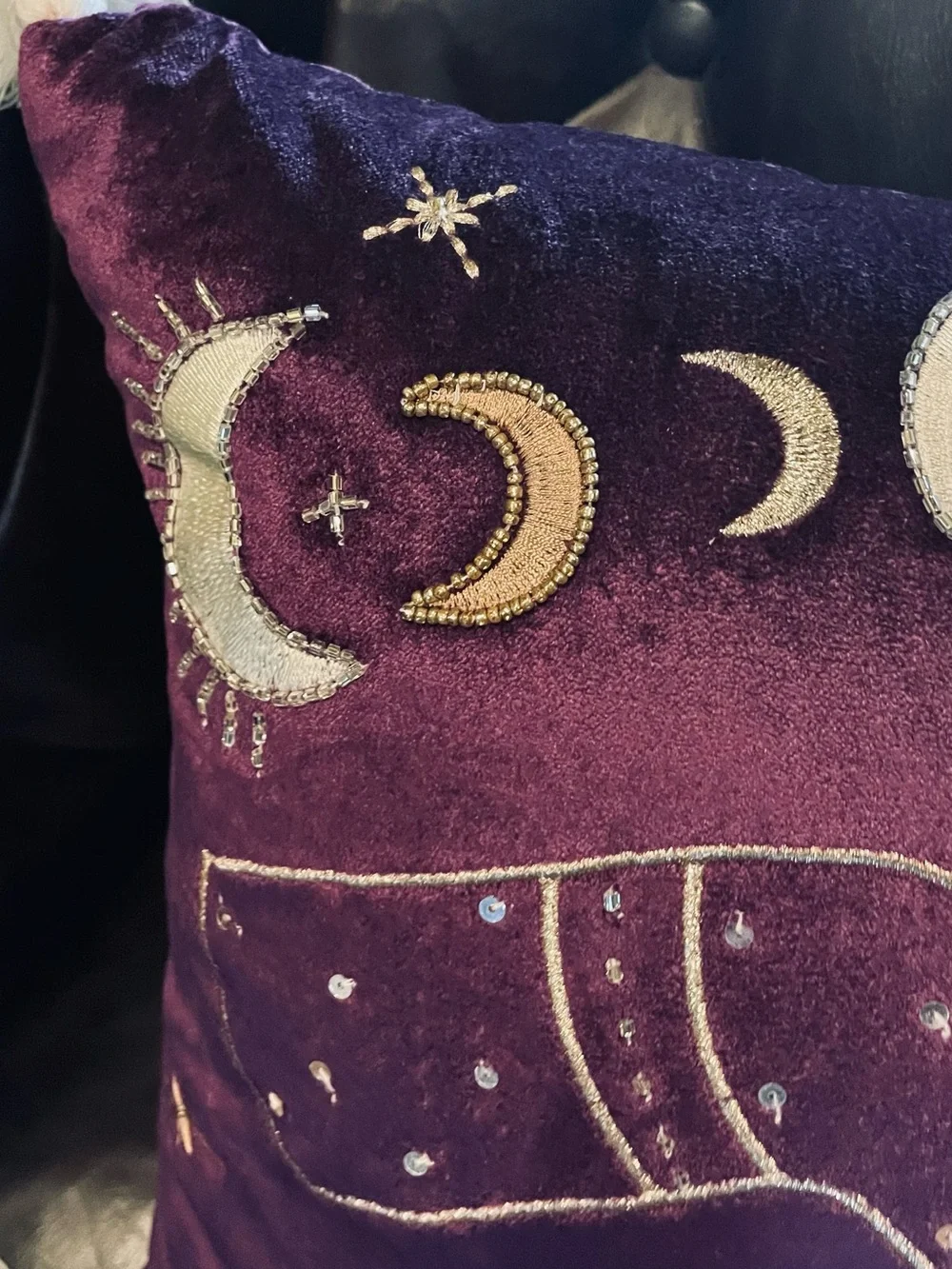 EARTHBOUND TRADING Mystic Moon Celestial Eye Purple Velvet Accent Throw Pillow